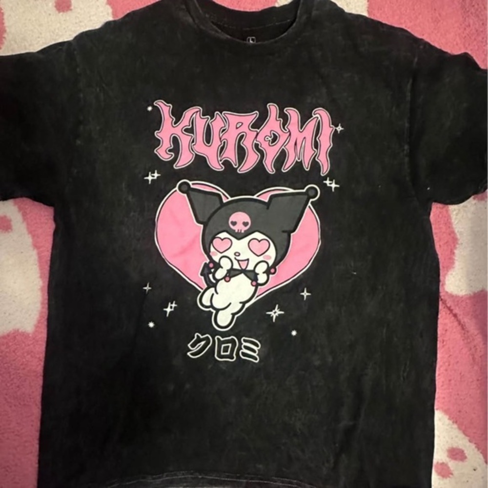 Sanrio Kuromi Kids T-Shirt in Black and Pink
